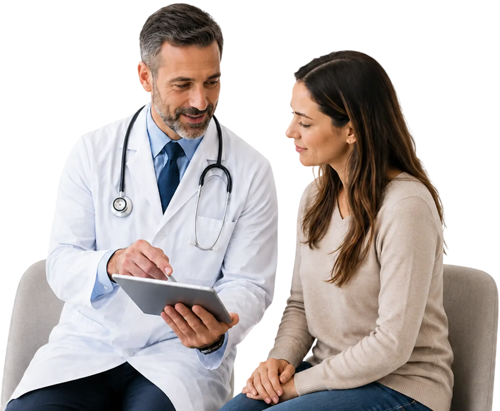 Doctor reviewing clinical information with a patient