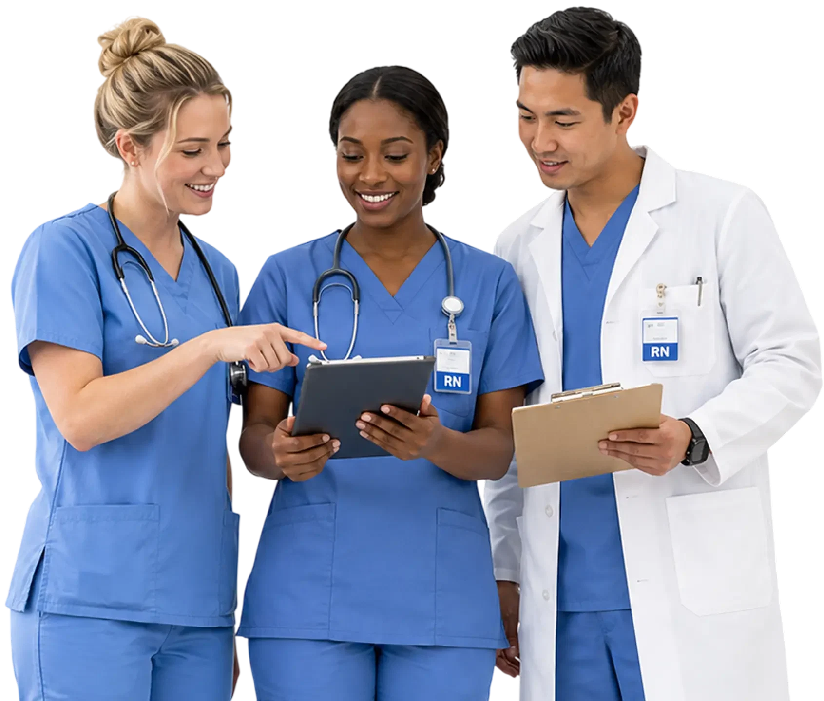 Nursing team coordinating hospital operations